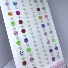 One Piece Crystal Diamond Pearl Stickers for Scrapbooking Rhinestone Self Adhesive Strips DIY Creative Craft Material