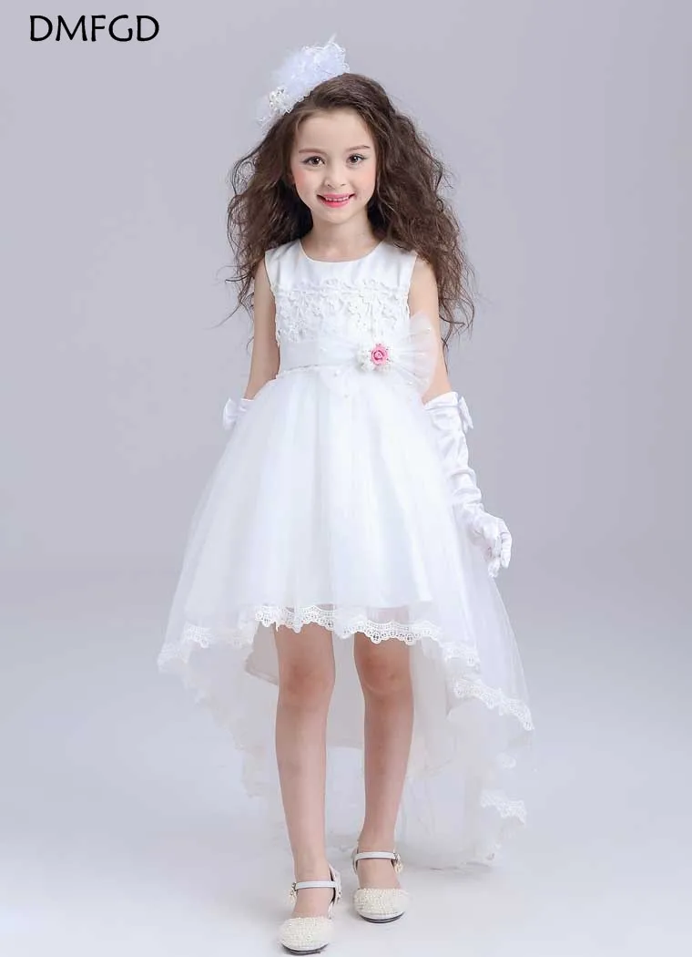 

Maggie children's tail dress princess short before the long girl wedding flower girl wedding dress