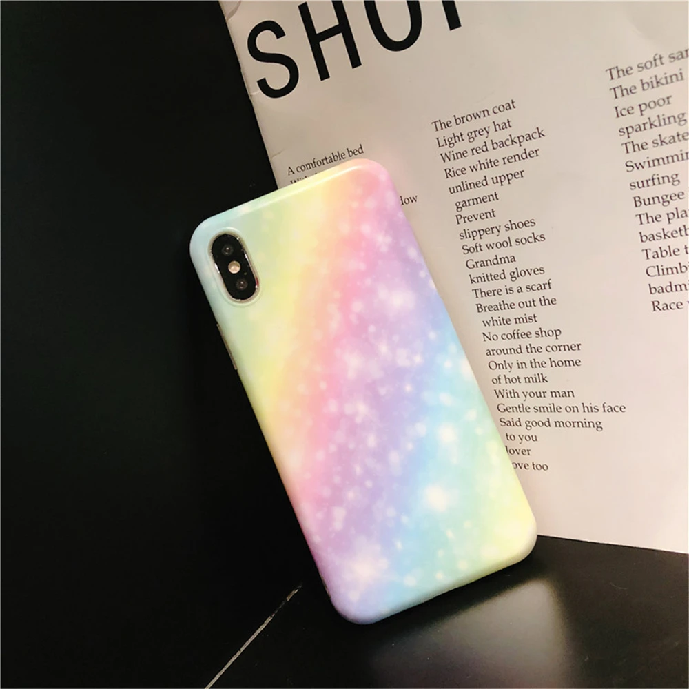 Cases For Iphone 8 High Quality Soft TPU Matte Shockproof Phone Case 8Plus Rainbow Lovely Gradient Pattern Back Cover |