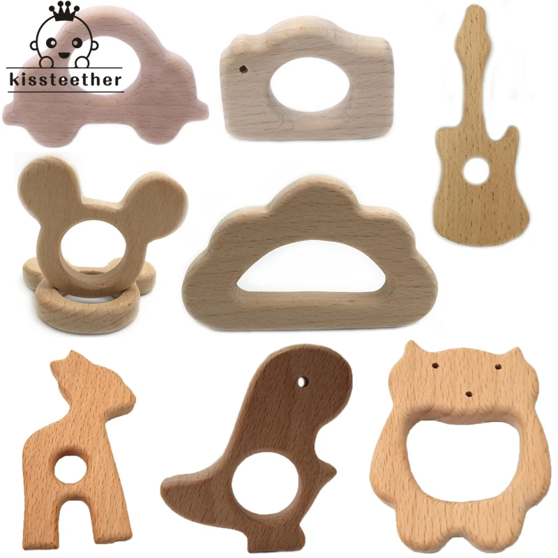 Wooden baby teether toy,Teething toys and Wood teething animals Sensory