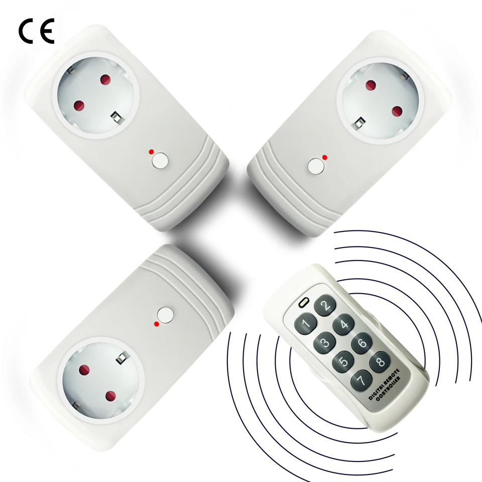 

3PCS EU UK US RF Switch Socket 433 MHZ Wireless Remote Control Plug Adapter European Power Outlet For Household Learning Code