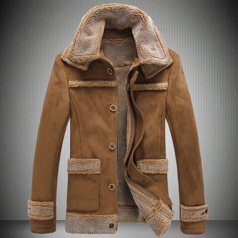 Однобортное дизайнерское мужское меховое замшевое пальто зимнее толстое теплое 4XL мужские меховые кожаные куртки и пальто C352