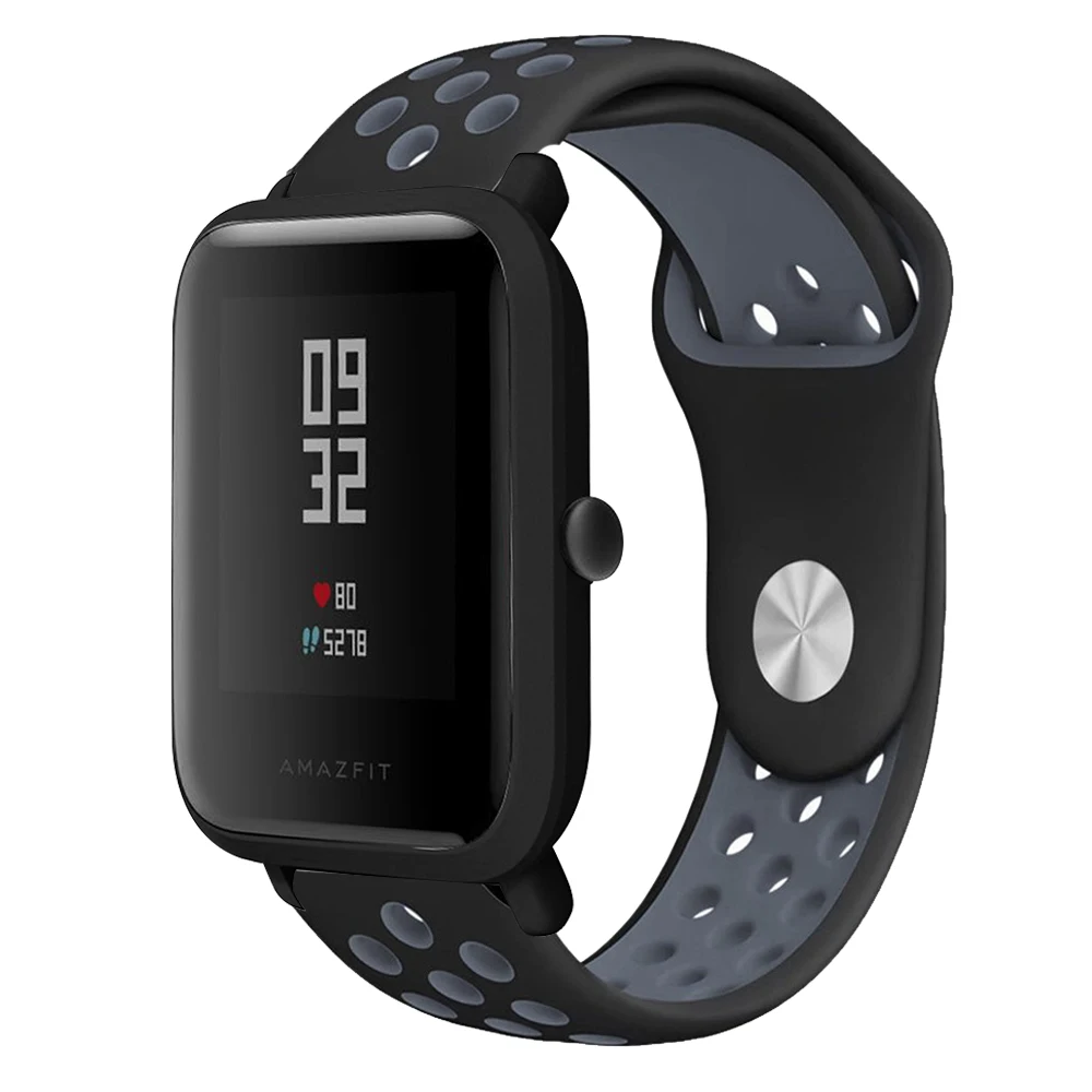 Силиконовые Умные аксессуары, браслеты для Xiaomi Huami Amazfit bip Youth/Lite, двойной цветной сменный смарт-ремешок для часов 20 мм