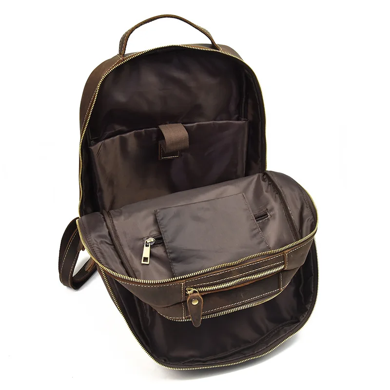 Large Capacity of Woosir Brown Leather Backpack