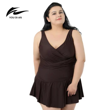 

2017 Hot One-Piece Plus Size Swimwear Skirt Women Solid Colors Blue/Gree/Black Push Up Big Size Swimsuit Sexy Swim Suit