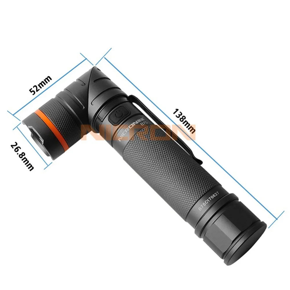 NICRON магнит 90 градусов поворот UV/белый 2 Цвет Перезаряжаемые фонарик 18650 2500 мА/ч