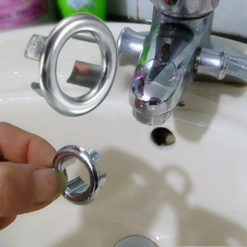 Bathroom Kitchen Sink Hole Round Overflow Cover Basin Plastic Insert Spares 