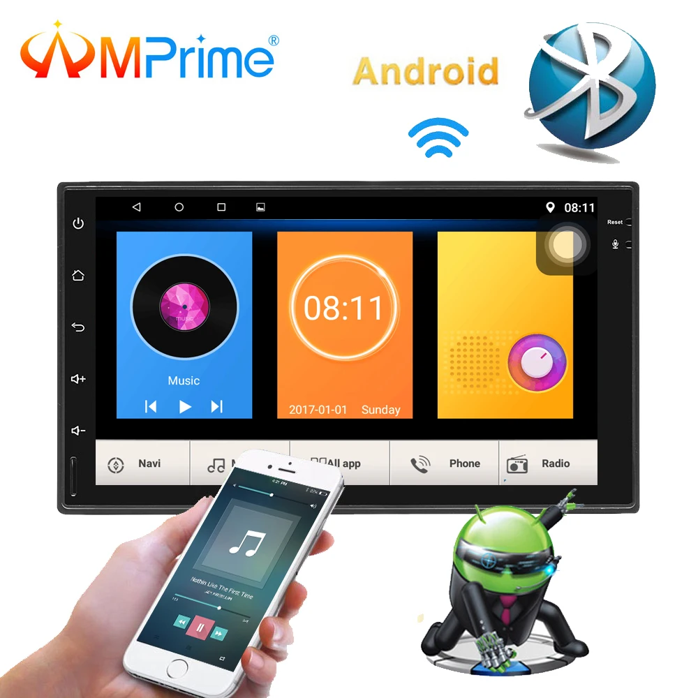 

AMPrime Android 7'' Autoradio 2 Din Car Radio Multimedia Player GPS Navigation Touch Screen MP5 Audio Stereo Bluetooth USB/AUX