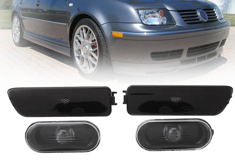 For VW Jetta Golf MK4 1999 2005 Smoke 2 Fender + 2 Bumper Lamp Side