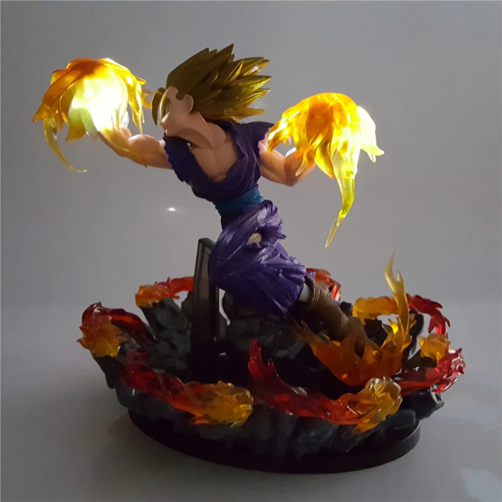 Dragon Ball Z Figure Super Saiyan Gohan Fire Effect PVC Model Anime Action Figures Led Light Dragon Ball Super Son Gohan Toys