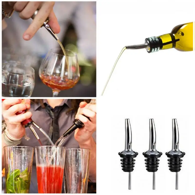 3pcs Stainless Steel Liquor Spirit Pourer Flow Wine Bottle Pour Spout