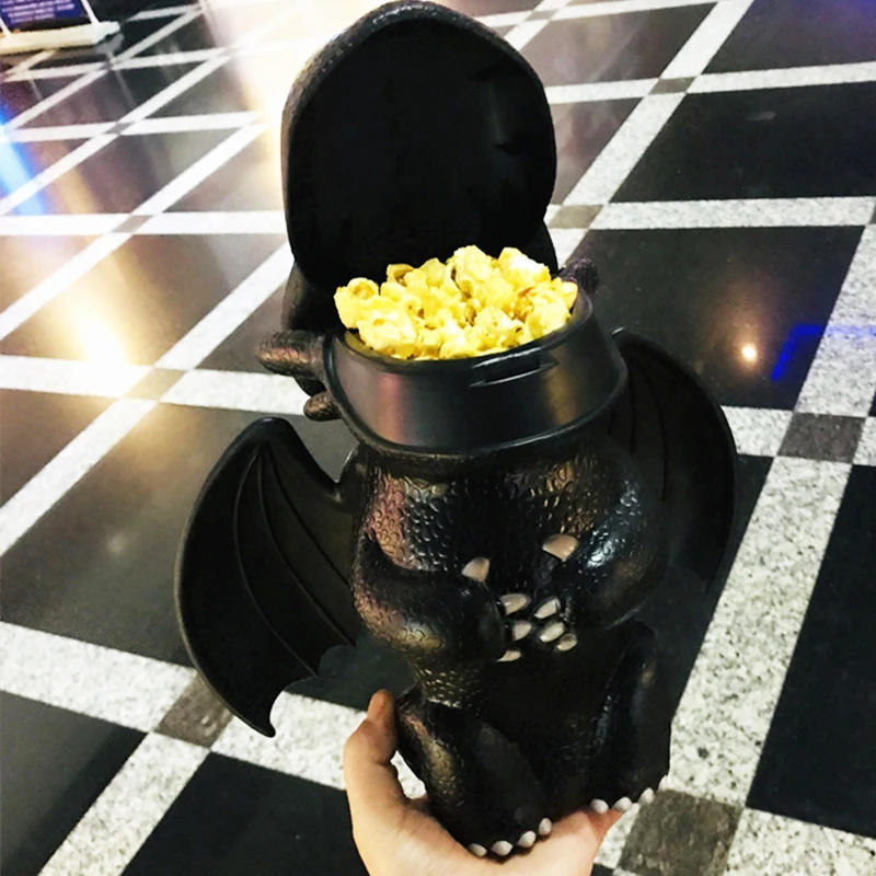 

IN stock Anime How to Train Your Dragon 3 Toothless Popcorn Bucket Night Fury Doll Toys Gift for Children Adults Collection