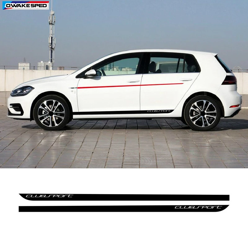 Clubsport стиль тела индивидуальные наклейка для Volkswagen Golf 7 MK7 Авто Боковая юбка полосы углеродного волокна виниловая наклейка