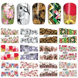 12 листов воды Наклейка дизайн ногтей наклейки слайдер татуировки полное покрытие красочные Fantacy цветы дизайн