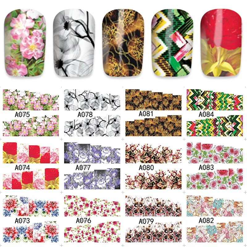 12 sheets water decal nail art nail sticker slider tattoo full Cover ...