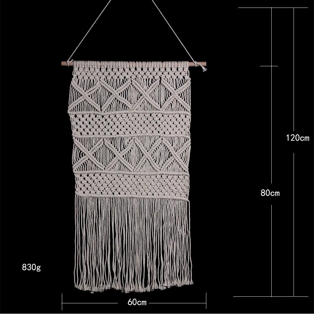 Богемный ручной узлом макраме стены искусства ручной работы хлопок настенный гобелен с кружевом ткани свадебные украшения - Цвет: As photo