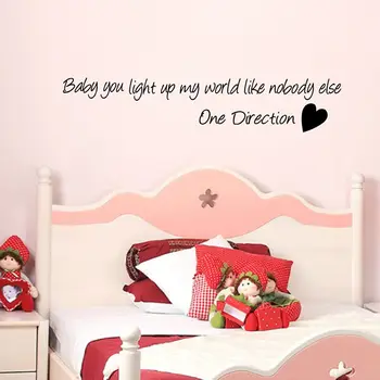 

Free shipping ONE DIRECTION - you light up my world - ONE DIRECTION wall quote sticker girls bedroom wall art decor m3000