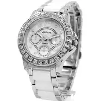 Alexis Brand Water Resist Fashion Rose Gold Silver Black White Ceramic Jewelry Women Ladies Bracelet Quartz Watch FW830G