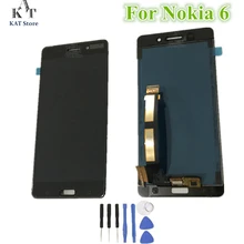 1 шт. для Nokia 6 TA-1000 1003 1021 1025 1033 1039 ЖК Экран Дисплей с сенсорным экраном Стекло монтируемым дигитайзером+ закаленное Стекло+ Инструменты