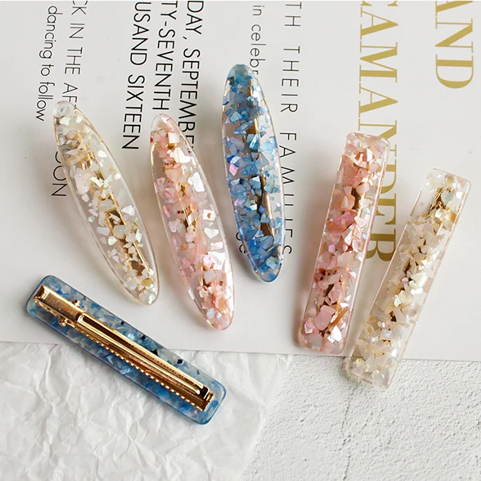

2019 Korea Pink Shell Hairpins Vintage Geometric Oval Hair Clips Hair Accessories for Women Japan Chic Girls Hairgrip Barrettes