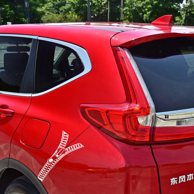 Lucu Ritsleting Bentuk Mobil Stiker Mobil Kamuflase Styling Vinyl