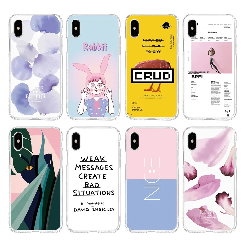 

Oil Painting Colorful Petal nice rabbit Soft Clear TPU Phone Case For iPhone 6 6S Plus 7 7Plus 8Plus iPhone X 5s 4s C089