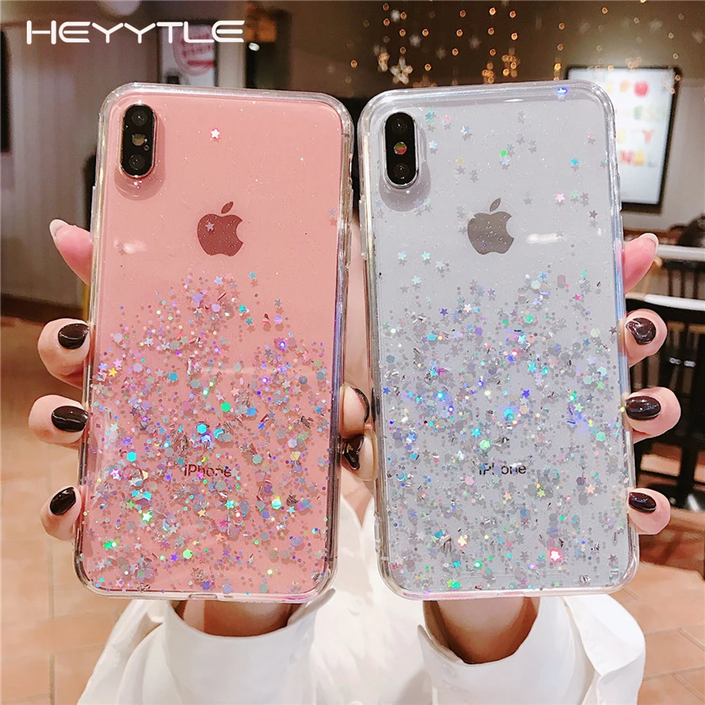 Heyytle brillo lentejuelas Bling caso 8 7 para iphone 6 Plus 6 s resina epoxi con fibra estrella estuche transparente para iphone X XR cubierta de TPU suave XS MAX 10 Heyytle brillo lentejuelas Bling caso 8 7 para iphone 6 Plus 6 s resina epoxi con fibra estrella estuche transparente para iphone X XR cubierta de TPU suave XS MAX 10