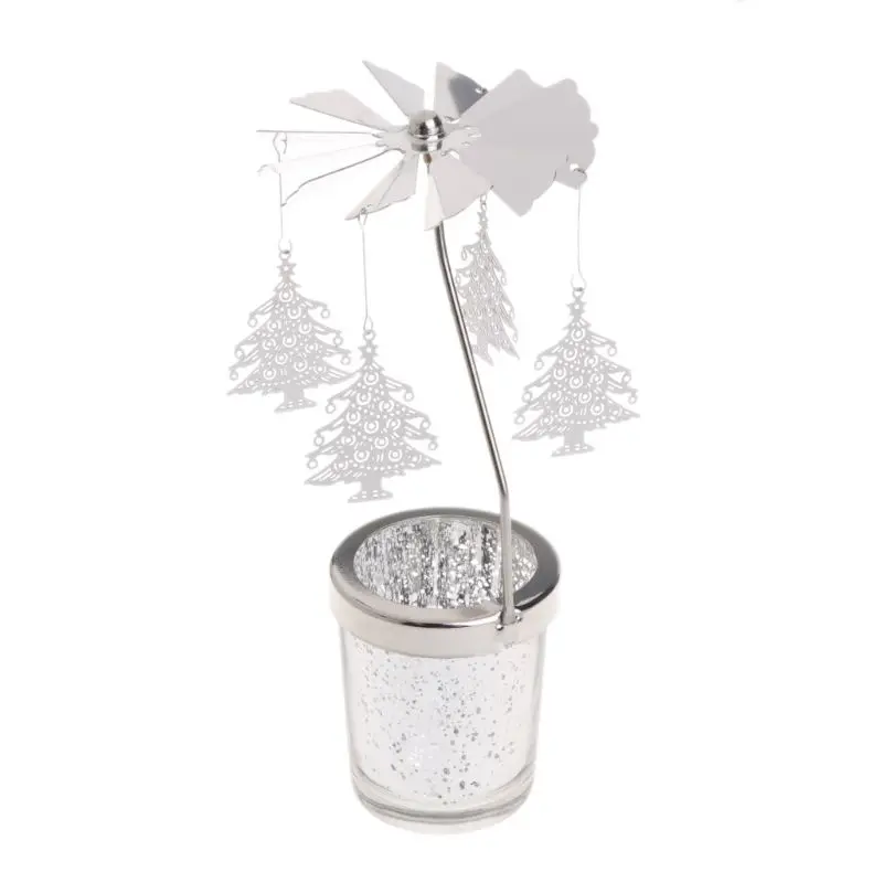 Вращающийся светильник для чая, металлический светильник для свечей, держатель для чая, карусель, украшение для дома - Цвет: Cedar