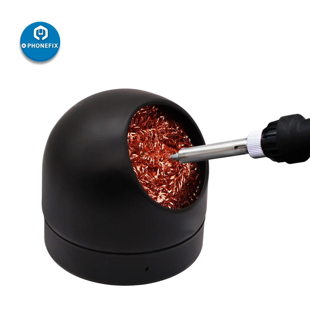 Black Soldering Iron Tip Cleaner Soft Coiled Tip Cleaner with Base
