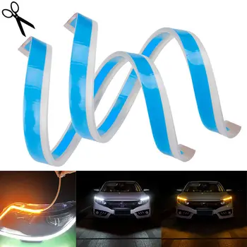 

1 Pc Dual-color Daylight Streamer Light Turn Signal Strip Headlight Ultra-thin External Guide Non-destructive Installation Lamp