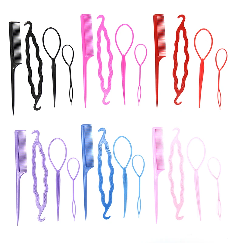 

6 Colors 4Pcs/Set Magic Hair Braiders Tool Set Korean Style Hair Pin Bun Roller Maker Hair Braiding Twist Curler Styling Tool