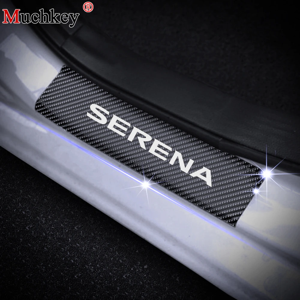 4x Accessories Carbon Fiber Car Scuff Plate Door Sill 4D Sticker Protector Black
