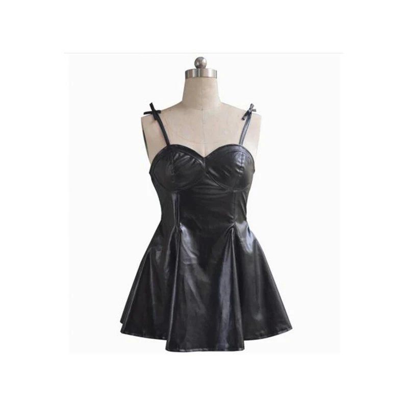 FREE Shipping Anime The Future Diary Gasai Yuno Black PU Leather Dress Cosplay Costume Mirai Nikki Braces Skirt Performance Wig FREE Shipping Anime The Future Diary Gasai Yuno Black PU Leather Dress Cosplay Costume Mirai Nikki Braces Skirt Performance Wig