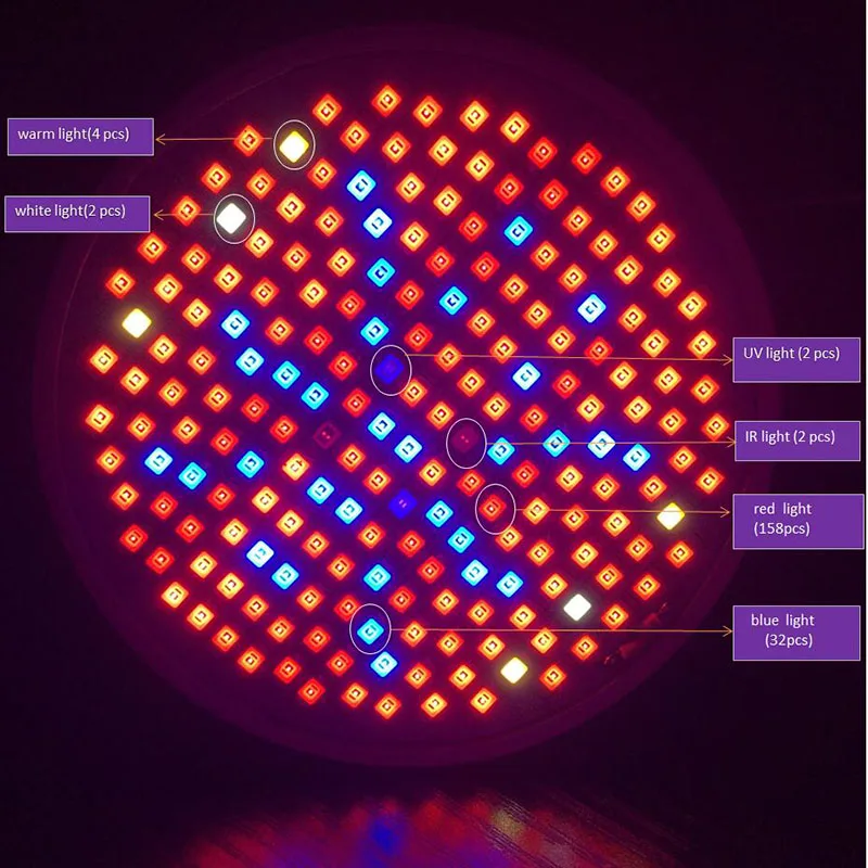 200LED полный спектр расти лампочка лампы для растений Комнатное семя цветов с гибким настольным держателем клип парниковых рост