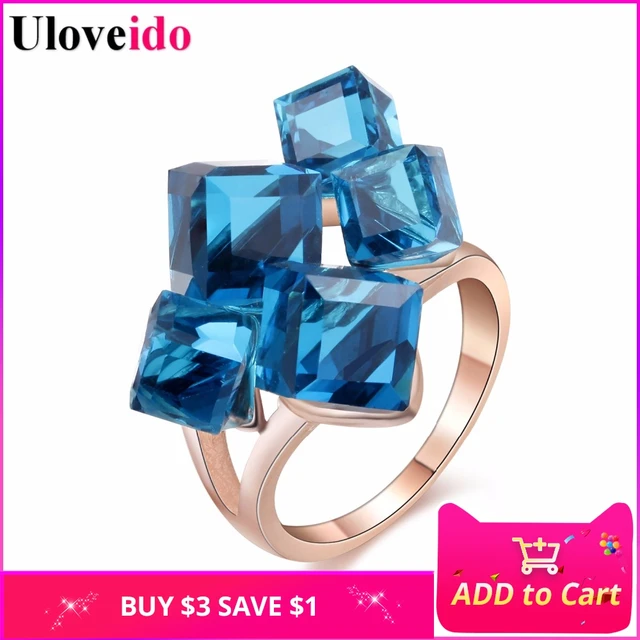 Uloveido Sale Gifts for New Year Rose Gold Color Jewelry Woman's Crystal Square Uloveido Sale Gifts for New Year Rose Gold Color Jewelry Woman's Crystal Square