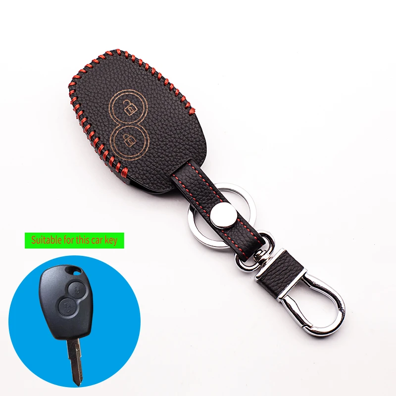Чехол из натуральной кожи для Renault Dacia Logan Sandero Clio Megane Kangoo Modus Espace брелок с 2 кнопками