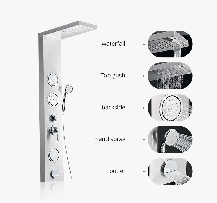 FLG ванная душевая панель настенная массажная система кран Колонка многофункциональная с струями ручной душ 304 нержавеющая сталь