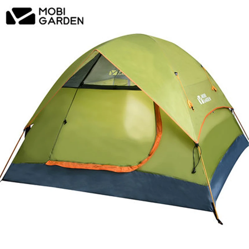 

MOBI GARDEN High Quality Camping tent Large space 3-4Persons Double layer Tourist tent 190T Polyester Waterproof Famliy tent