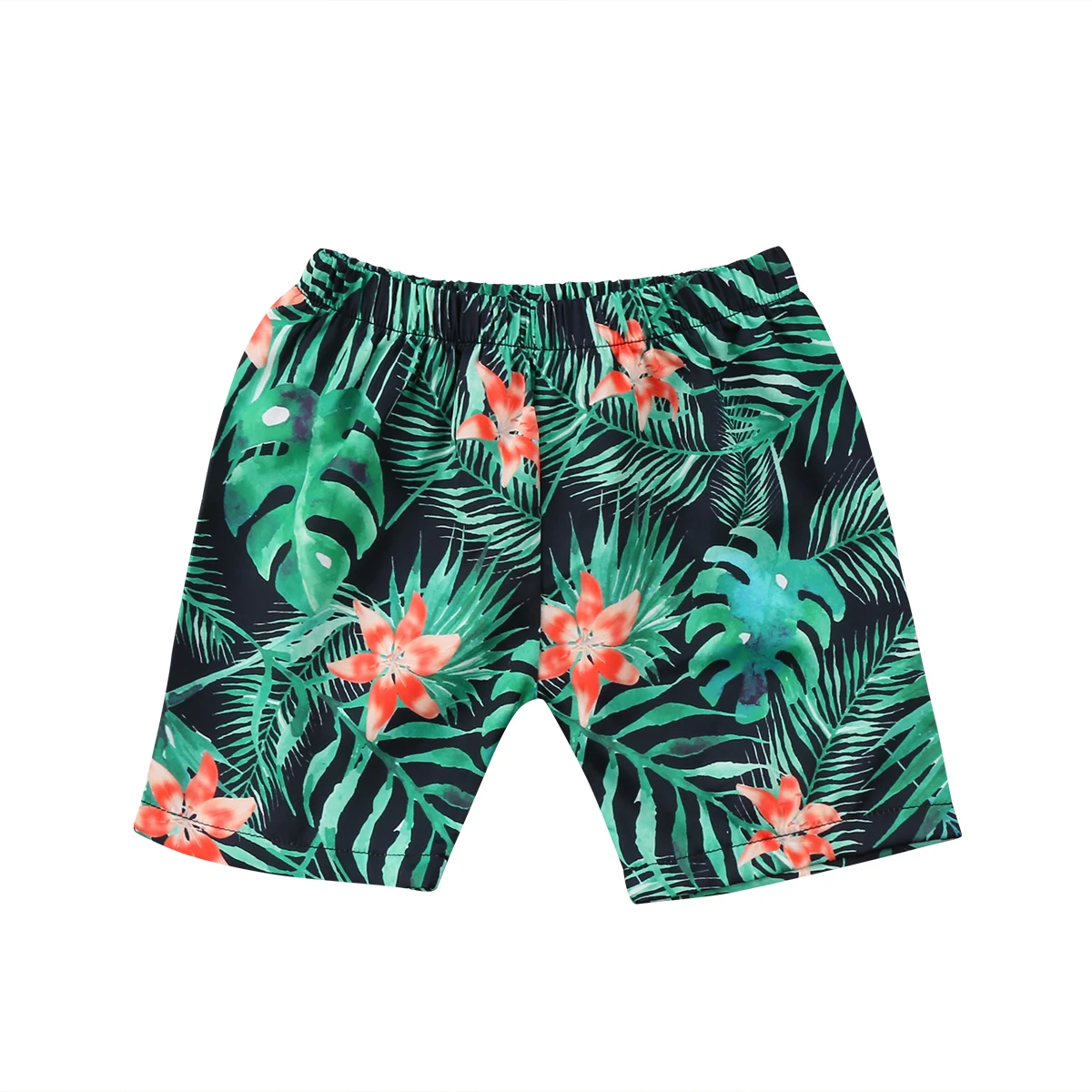 Лидер продаж; летние шорты для маленьких мальчиков; пляжные шорты с принтом листьев; спортивные брюки; пляжная одежда; купальники - Цвет: Зеленый