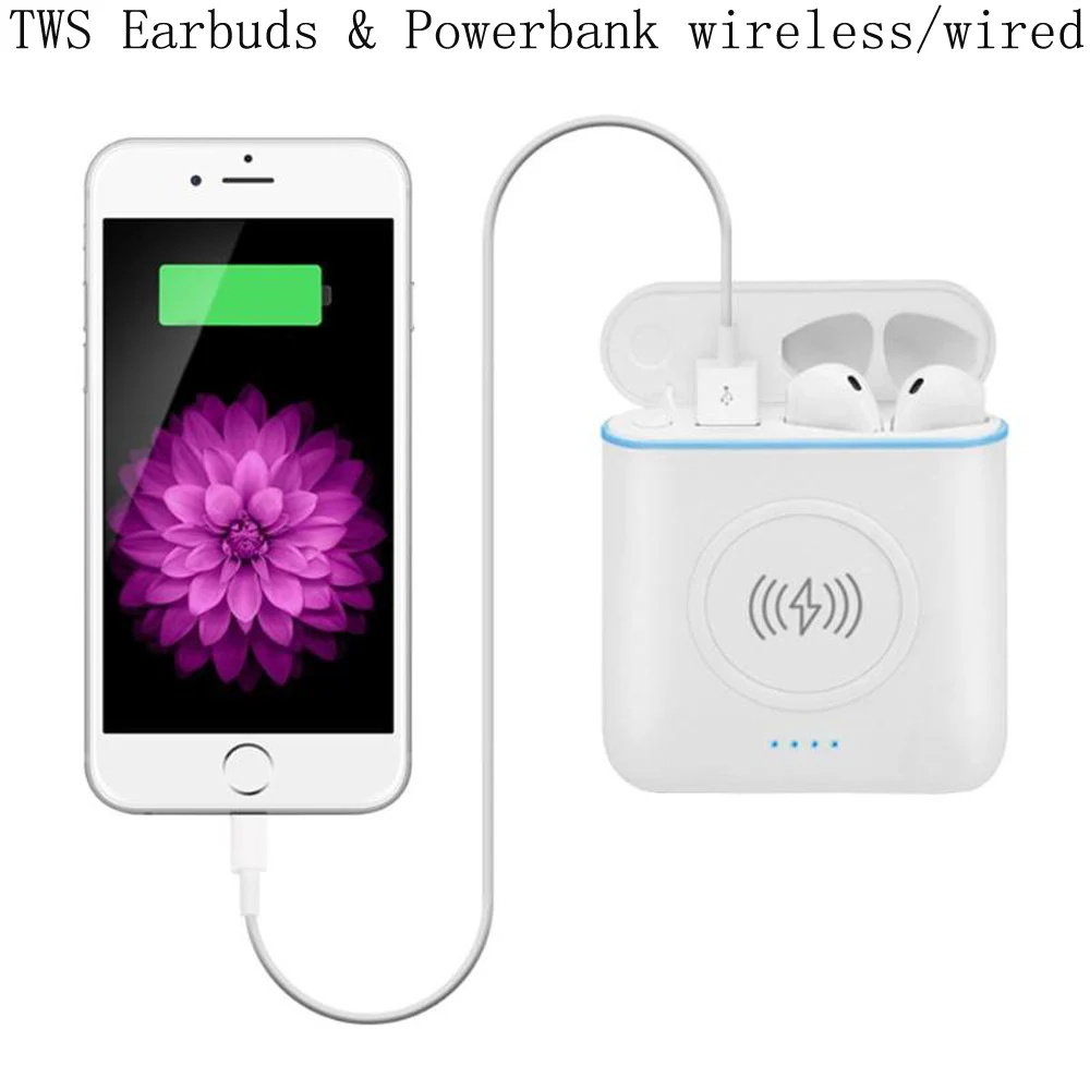 TWS 3 в 1 Bluetooth наушники вкладыши с беспроводной и проводной зарядкой гарнитура