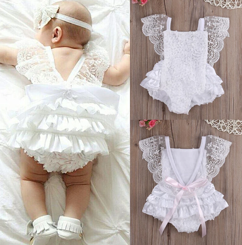 New Cute Newborn Infant Baby Girl Summer Cotton Clothes Lace Ruffles