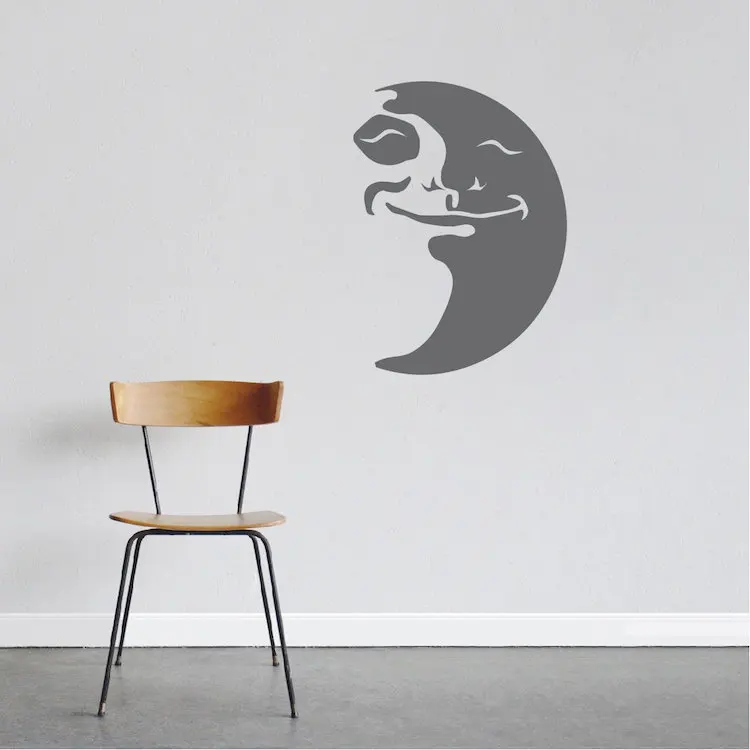 Cute Smile Moon Wall Decals Nursery Bedroom Wall Stickers Happy MOon