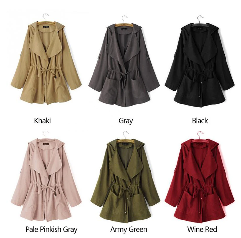 TTOU, Женское пальто Jack, Осеннее, с длинным рукавом, с капюшоном, пальто, куртка, повседневное, эластичная талия, кимоно с карманами, женская Свободная верхняя одежда