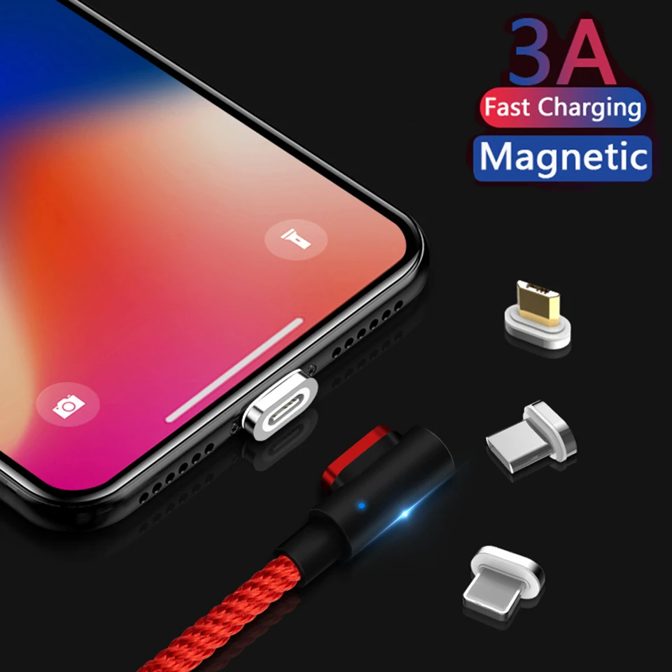 90 градусов Магнитный Micro Usb зарядный провод шнур для игр Usbc кабель Huawei P30 P20 Pro Xiaomi