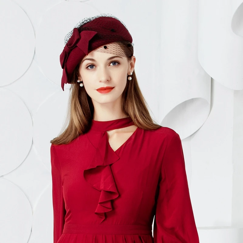 Vintage Red Wool Fashion Hat