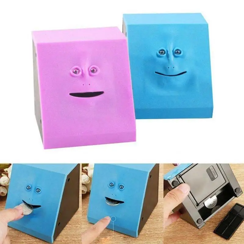 

Electric Induction Cute Face Money Banking Toys Pretent Play Coin Box For Money Saving Creative Safes Piggy Bank Children Gift