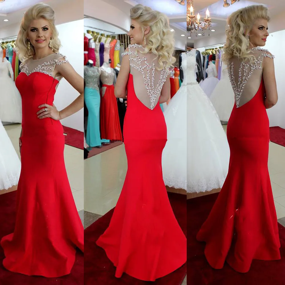 Long Elegant Red China Beaded Sequined Evening Dresses See Through Back Gowns Formal Woman Dress | Свадьбы и торжества