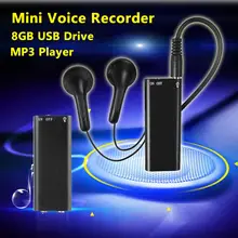 Профессиональный портативный 3в1 USB 8G Активированный цифровой аудио диктофон ручка диктофон и U диск и MP3 плеер с наушником