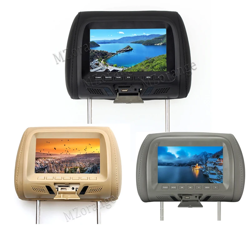 

1 pc headrest with screen monitor Headrest monitor MP5 USB player 7 inch TFT LED AV/USB/SD input/FM/Speaker/Car camera