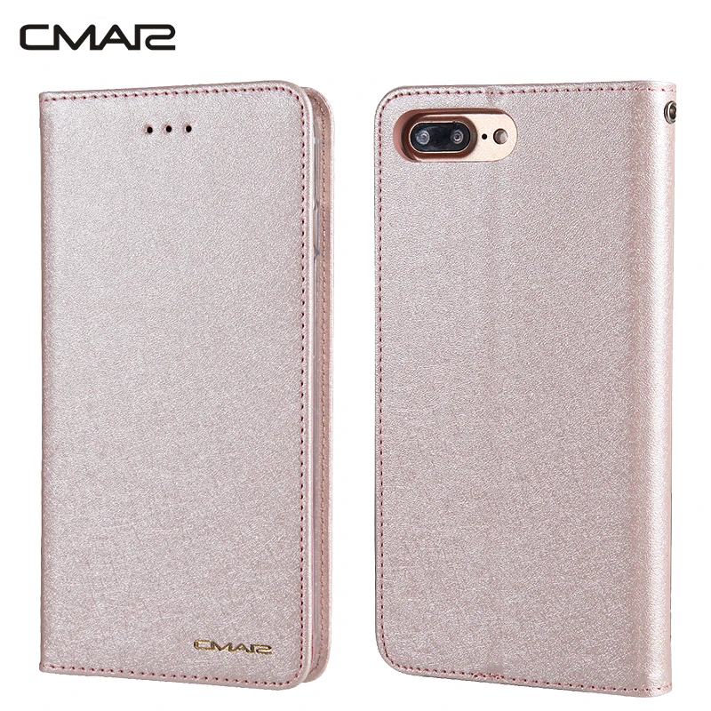 

CMAI2 Plain Matte Silk Artificial Leather Case for iPhone 8 Plus Wallet Magnetic with Card Cover Coque Capinha for iPhone8 8Plus